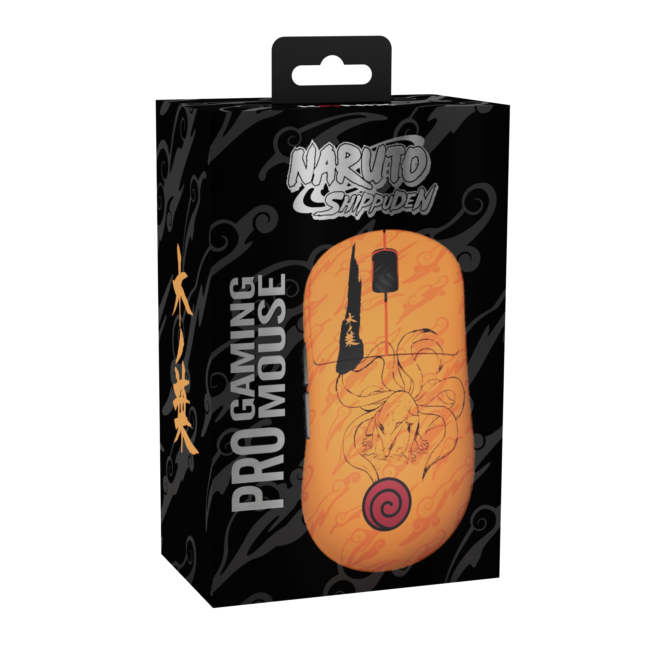 Konix Naruto Shippuden Souris Gaming Filaire/sans Fil PC - Édition Pro Collector Numérotée - 26 000 DPI - Autonomie 70 h - Motif Kurama/Kyûbi - Orange