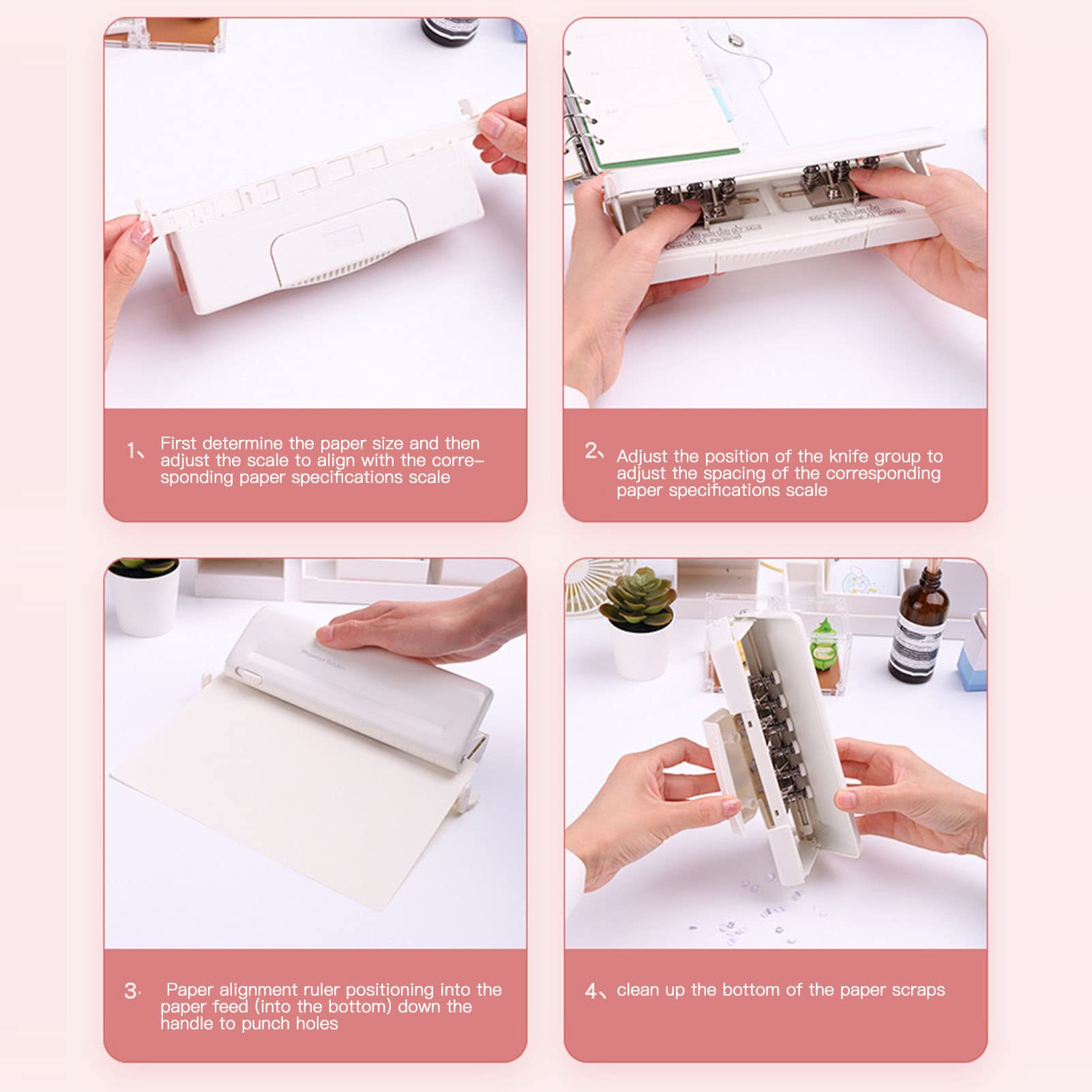 Perforatore di Carta, Perforatore di Metallo Fai-da-te con Perforatore di Carta Per Ufficio Scuola Studio Bianco