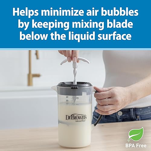 Miniatura 4 de Dr. Brown's Jarra mezcladora de fórmula para bebés con tapón ajustable, tapa de bloqueo y boquilla antigoteo, gris, sin BPA, 36 onzas