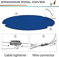 Vista 5 de Windscreen4less Cubierta de seguridad redonda de invierno para piscina de 14 pies con cable de alambre a lo largo de los bordes, cabrestante