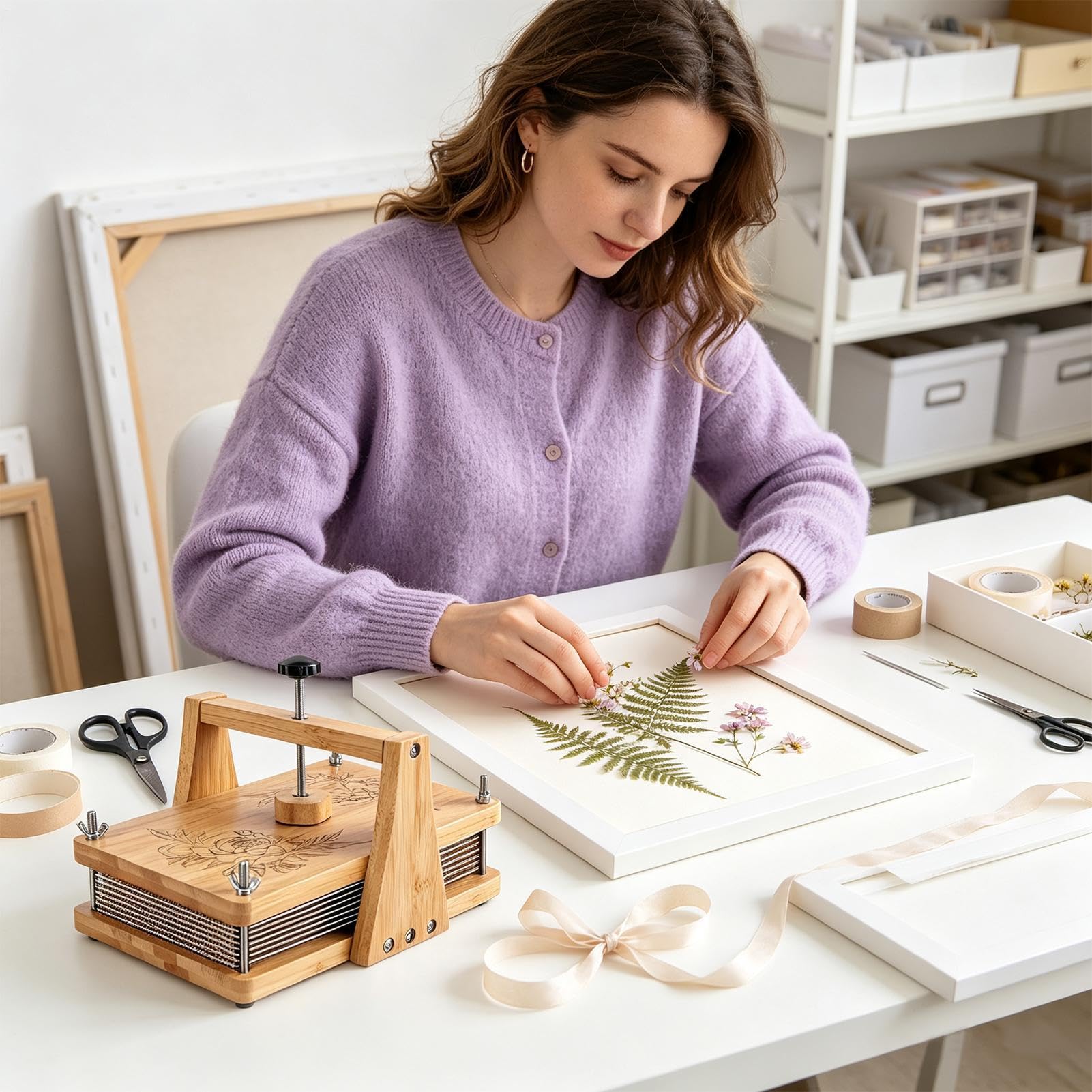 Generico Pressa per fiori in legno Legno Multistrato Riutilizzabile | Kit Pressa Per Campioni Botanici Con Adatto A Scuola Classe Studio Giardino Laboratorio Asilo Biblioteca