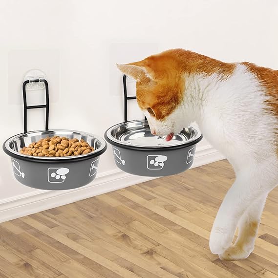 Torlam Elevated Cat Bowls, Wall Mounted Cat Food Dish