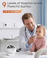 Vista 2 de Aspirador nasal para bebé, succión nasal eléctrica de grado hospitalario para bebé con 9 niveles de succión, chupón de nariz para bebé con luz