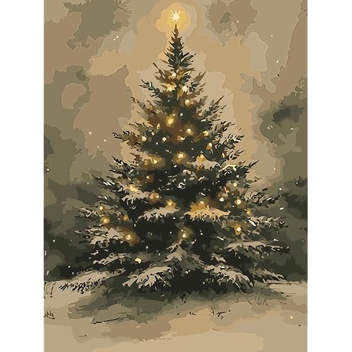 CSZPPQAF Tree Paint by Numbers for Adults Beginner, Paint by Number Kits on Canvas,Color by Numbers for Adults DIY Oil Painting for Home Wall Decor 12x16 inch