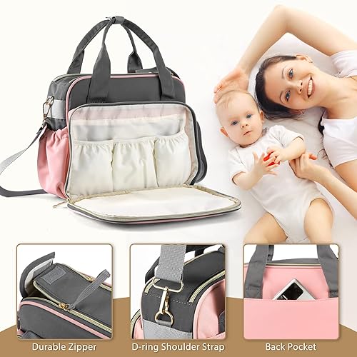 Miniatura 2 de Bolsa de pañales pequeña para cochecito de bebé, bolsa organizadora para baby shower, regalo para niñas, organizador de bebé todo en uno con