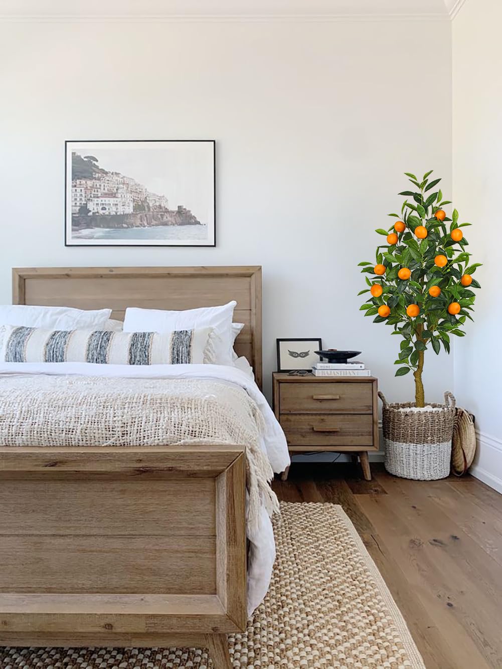 120cm Kunstpflanzen Groß Orangenbaum Kunstpflanze Orangenbaum Groß im Topf Künstlicher Baum für drinnen und draußen, Moderne Dekoration, Dekoration Badezimmer Wohnzimmer Schlafzimmer Balkon