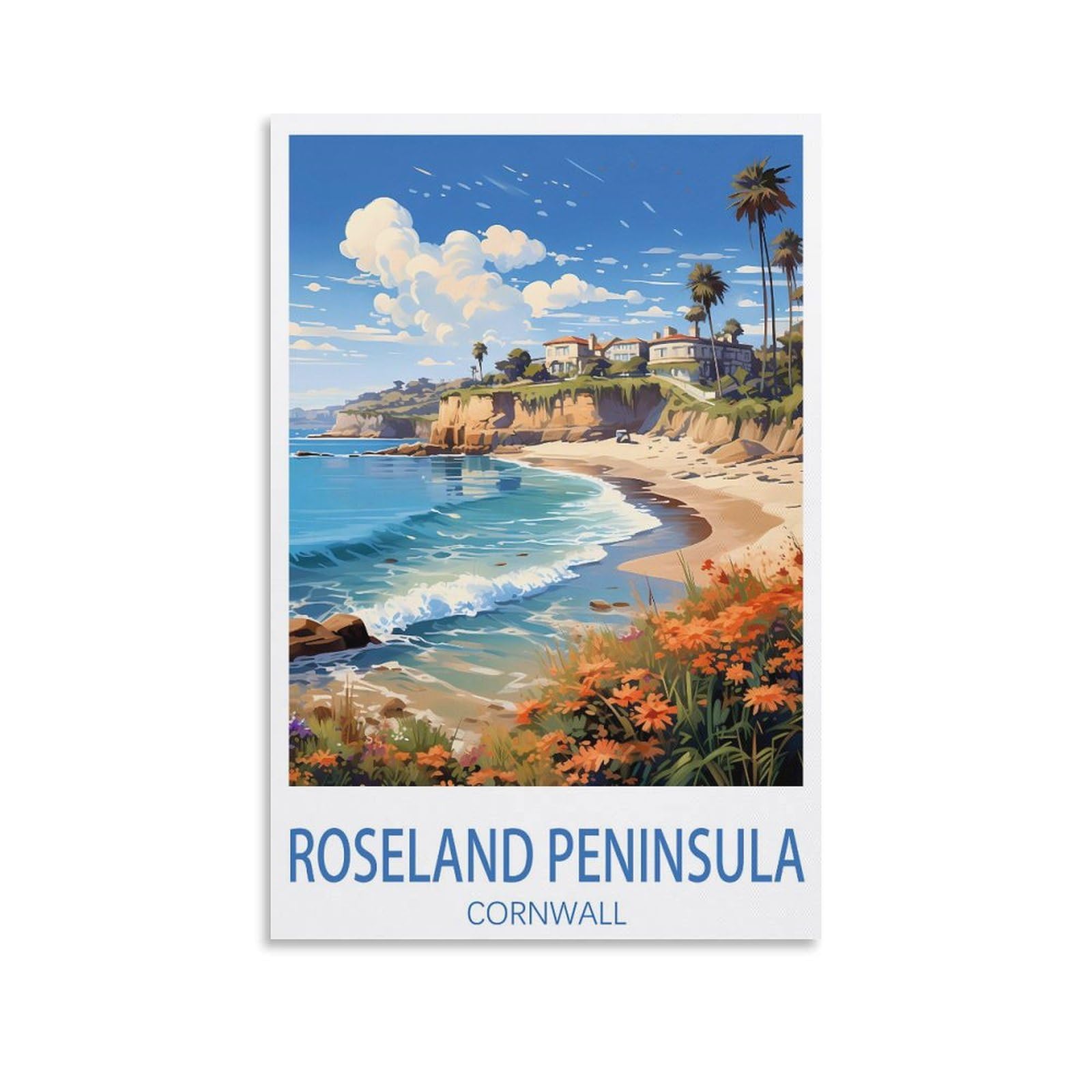 EZMLFA 5D Diamond Painting Kits for Adults,Roseland Peninsula Cornwall Diamond Art Kits for Beginners,Full Drill Diamonds Gem Art for Home Wall Decor Gift 40x40cm