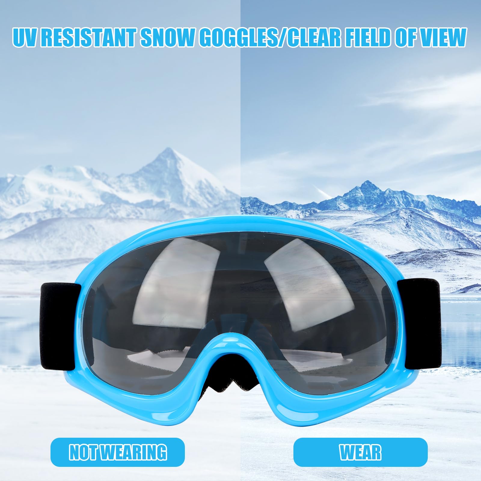Lunettes de ski pour enfants de 3 à 14 ans - Anti-buée - Pour garçons et filles - Protection UV - Anti-buée - Pour ski, moto, vélo, patinage