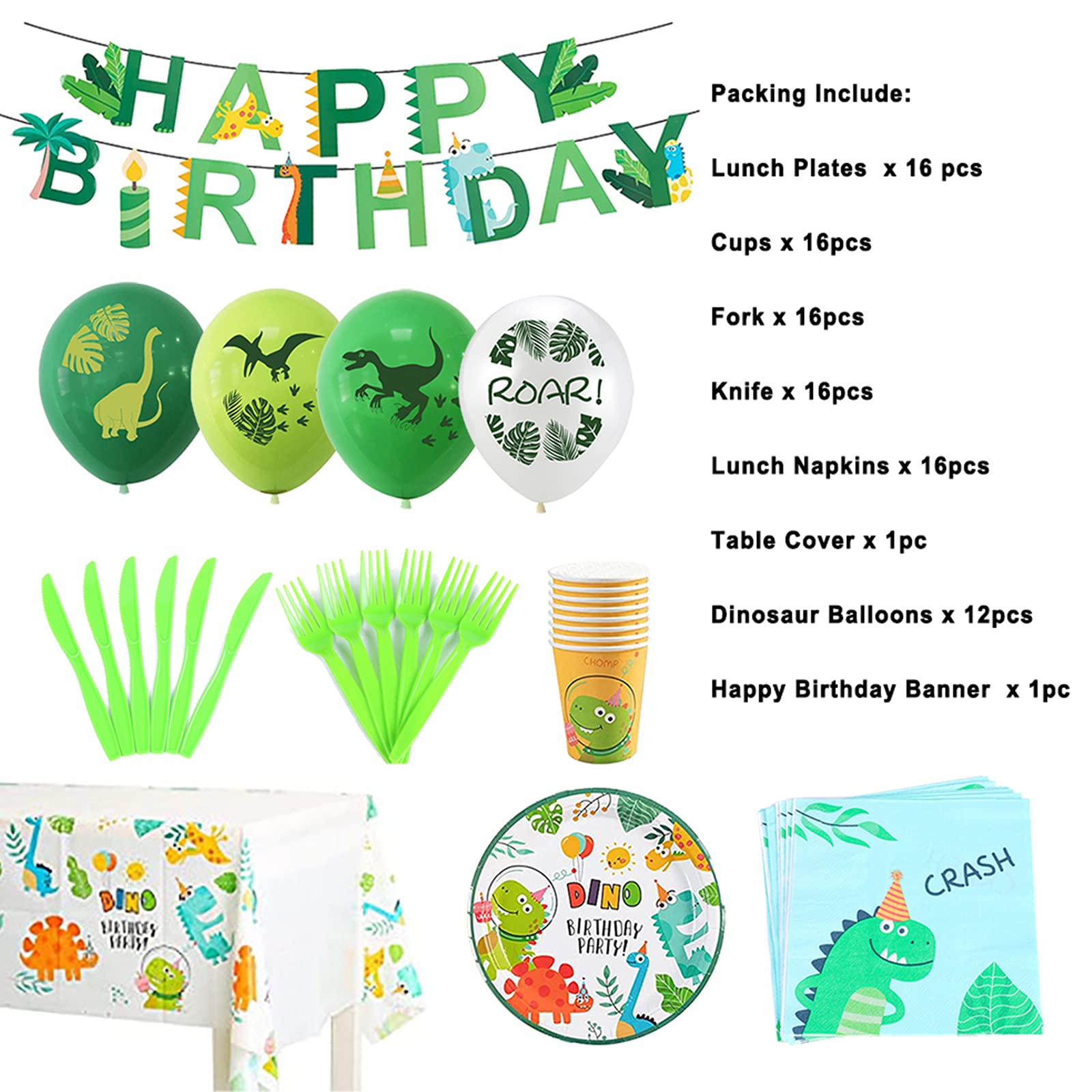 Dinosaur Birthday Party Supplies Serves 16 People, All — free download