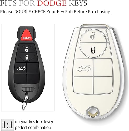 Miniatura 2 de OFFCURVE Funda para llavero Dodge para Dodge Chrysler 300 Durango Challenger Grand Caravan Journey Charger Smart Keyless Control Holder Protector