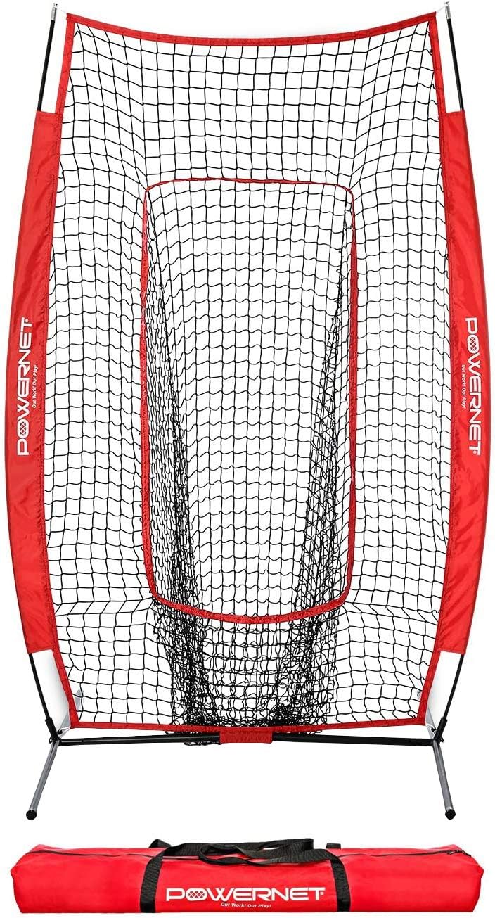 PowerNet Infielder Training Baseball Softball Net 4x7 (Pink) | Throwing Fielding Training Target | Simulate Fielding Situations | Throws to First, Cutoff, Second | Portable, Easy Setup | Team Colors : Sports & Outdoors