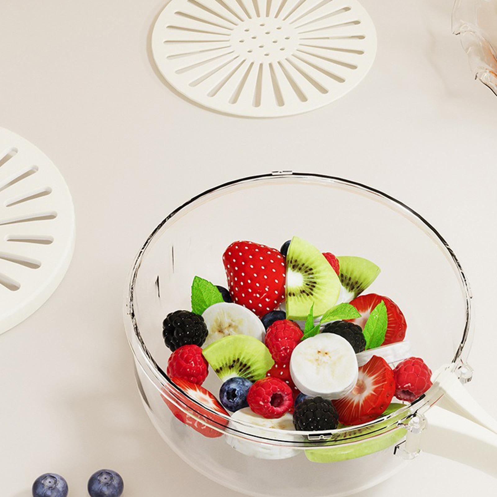 Panier égouttoir Rotatif Pour Fruits Et Légumes - 2 Pièces, Design Escargot, Passoire Intégrée