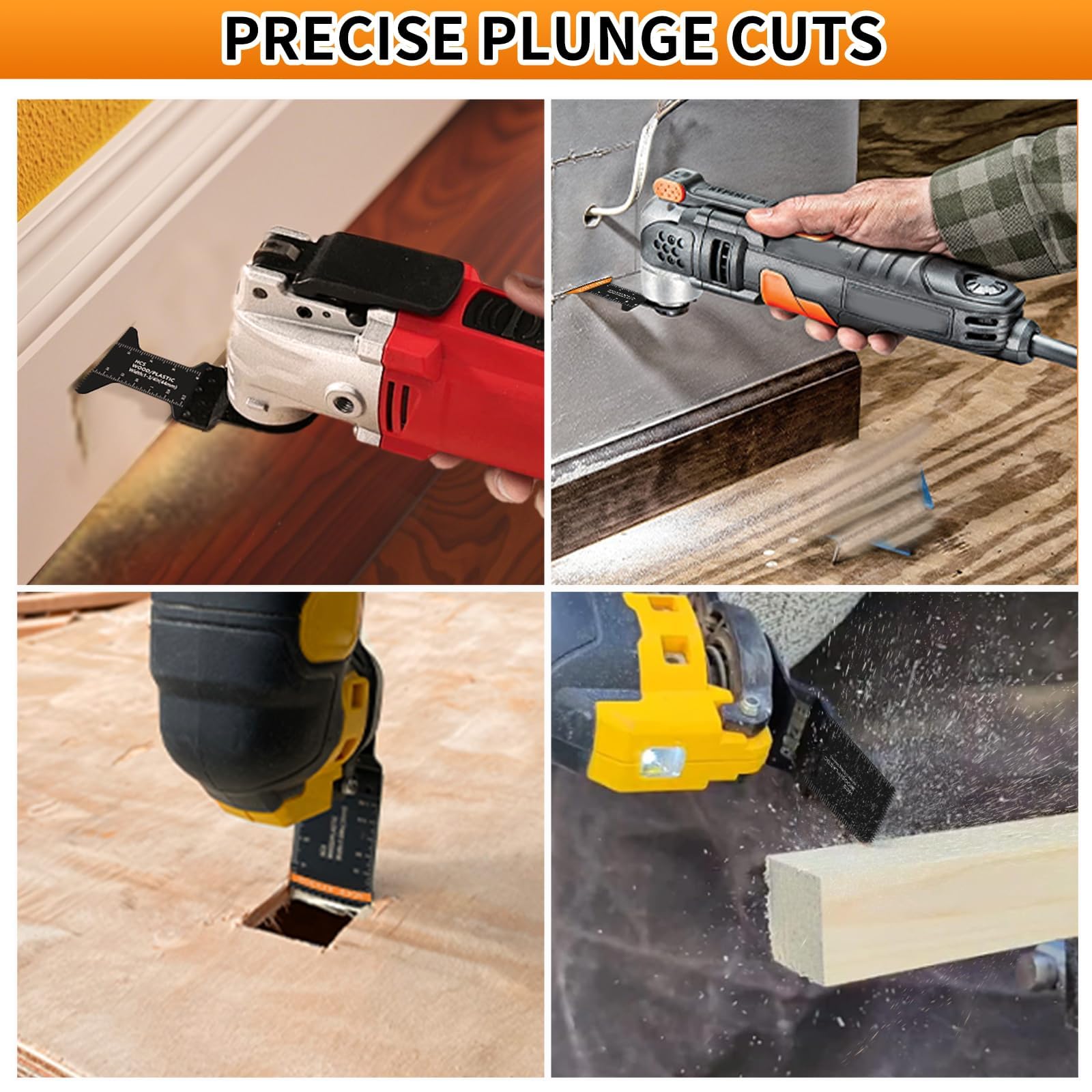 AMZWEI 118 lame oscillanti per legno e metallo, lame professionali per sega oscillante con bordo curvo e lame multiuso in titanio, compatibili con Dewalt, Milwaukee, Ryobi, Rockwell, Fein, Makita