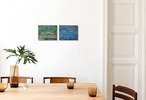 Miniatura 6 de Simulación de impresión 3D textura pintada a mano sobre lienzo pintura Claude Monet Water Lilies The Japanese Footbridge Front Load Frame 13x18"