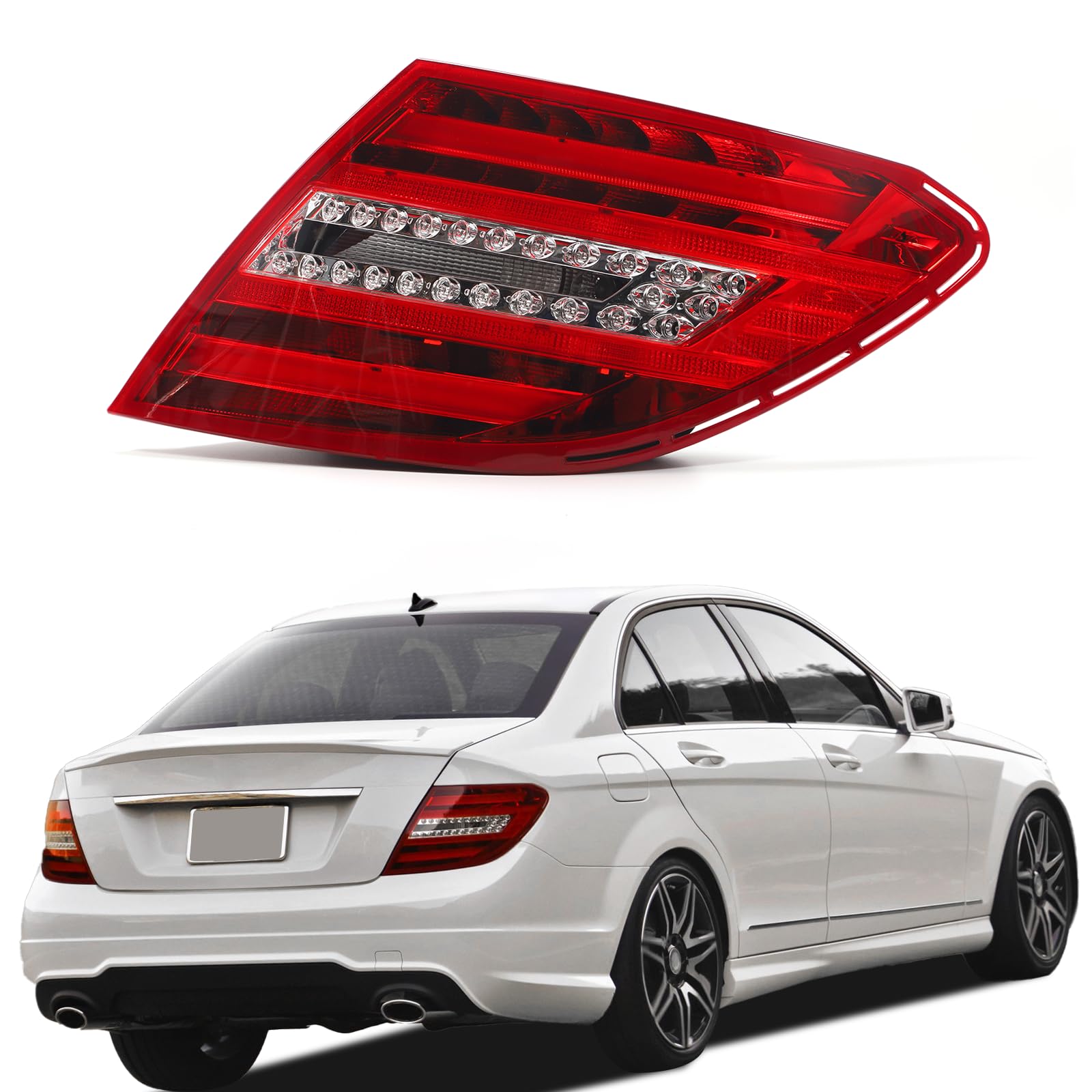ZXMT LED Type Outer Tail Light Lamp Assembly Compatible with Mercedes Benz W204 C-Class 250 C250 C300 C350 2011 2012 2013 2014 Rear Tail lamp Bake