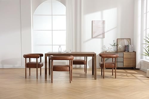 Miniatura 7 de Juego de 2 sillas de comedor modernas de mediados de siglo, sillas de comedor con apoyabrazos, sillas laterales de acento con respaldo curvo, sillas