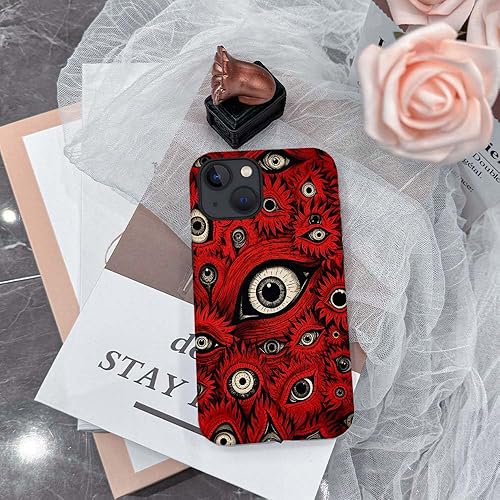 Miniatura 7 de CARLOCA Funda compatible con iPhone 14, diseño de ojos rojos para funda de TPU suave + PC duro 2 en 1, TPU suave antiarañazos, a prueba de golpes,