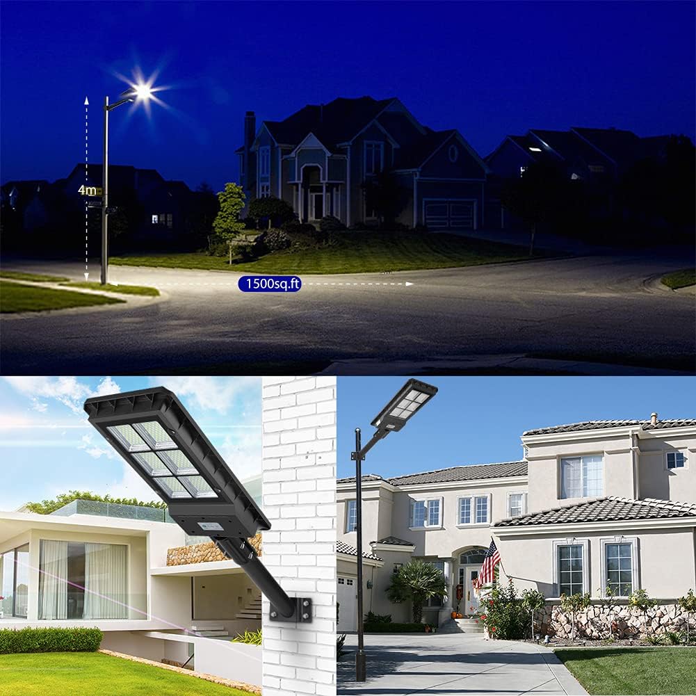 Crеаtіvе Prоduсt 300W Solar Street Flood Light Outdoor Lamp, Motion Sensor Dusk to Dawn Monocrystalline Silicon Panel Solar Powered LED Lights with Remote Control for Yard, Parking Lot, Stadium, Garden, Pathway