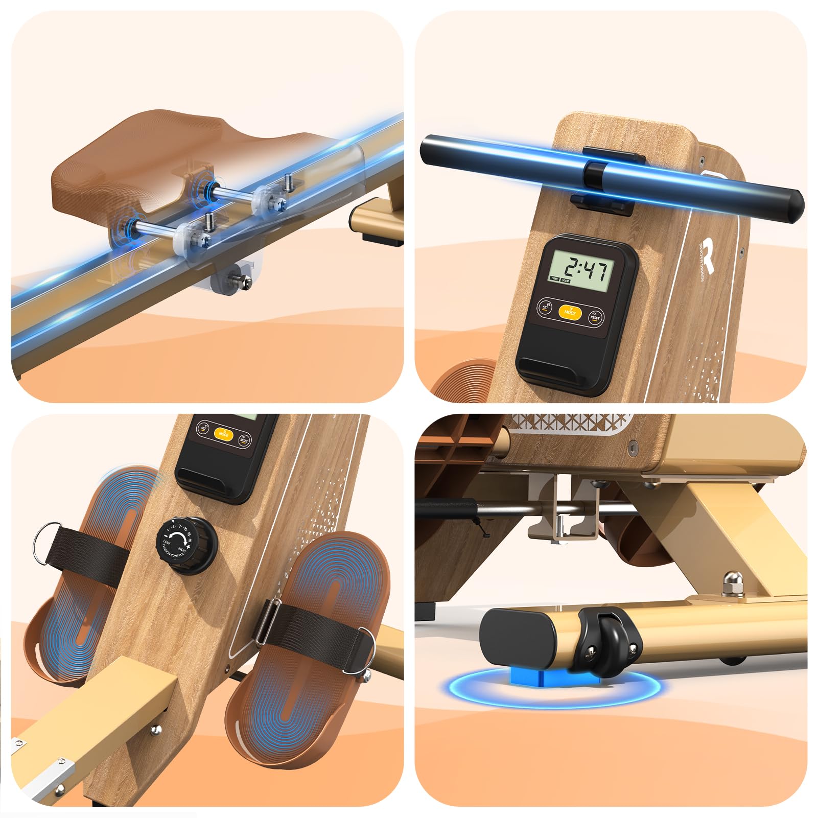 Rudergerät für Zuhause OR3,Magnetisches Rudergeräte mit Bluetooth Monitor,16 Resistance Levels,Kompaktes Rudergerät mit 160kg Gewichtskapazität,Vertikale Aufbewahrung,2 Jahre Garantie