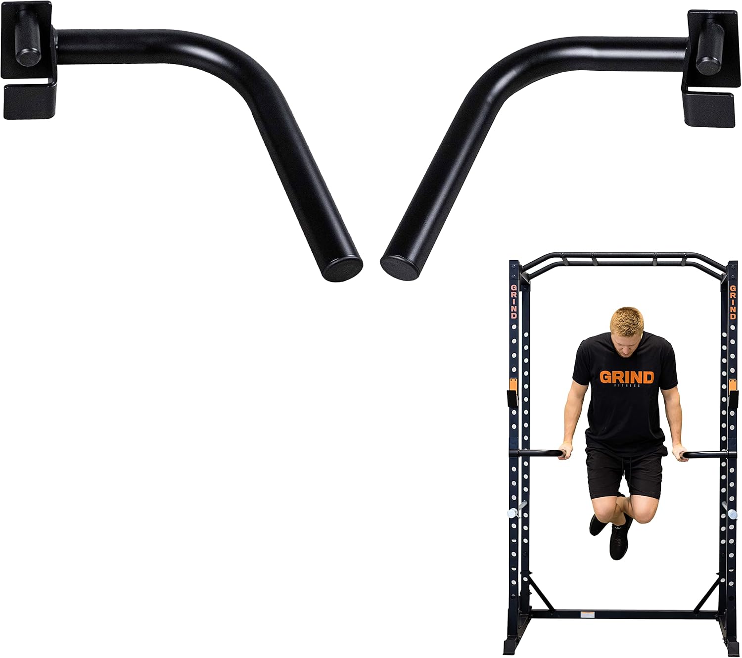 Amazon.com : GRIND Fitness 2x2 Dip Station Handles for Squat Rack Cage ...