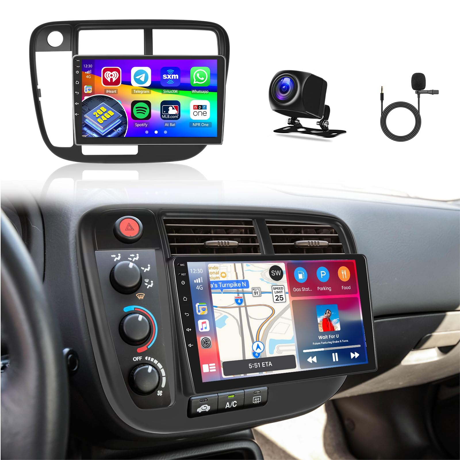 Amazon.com: 5Ghz WiFi 2G+64G Android 15 Car Radio for Honda Civic