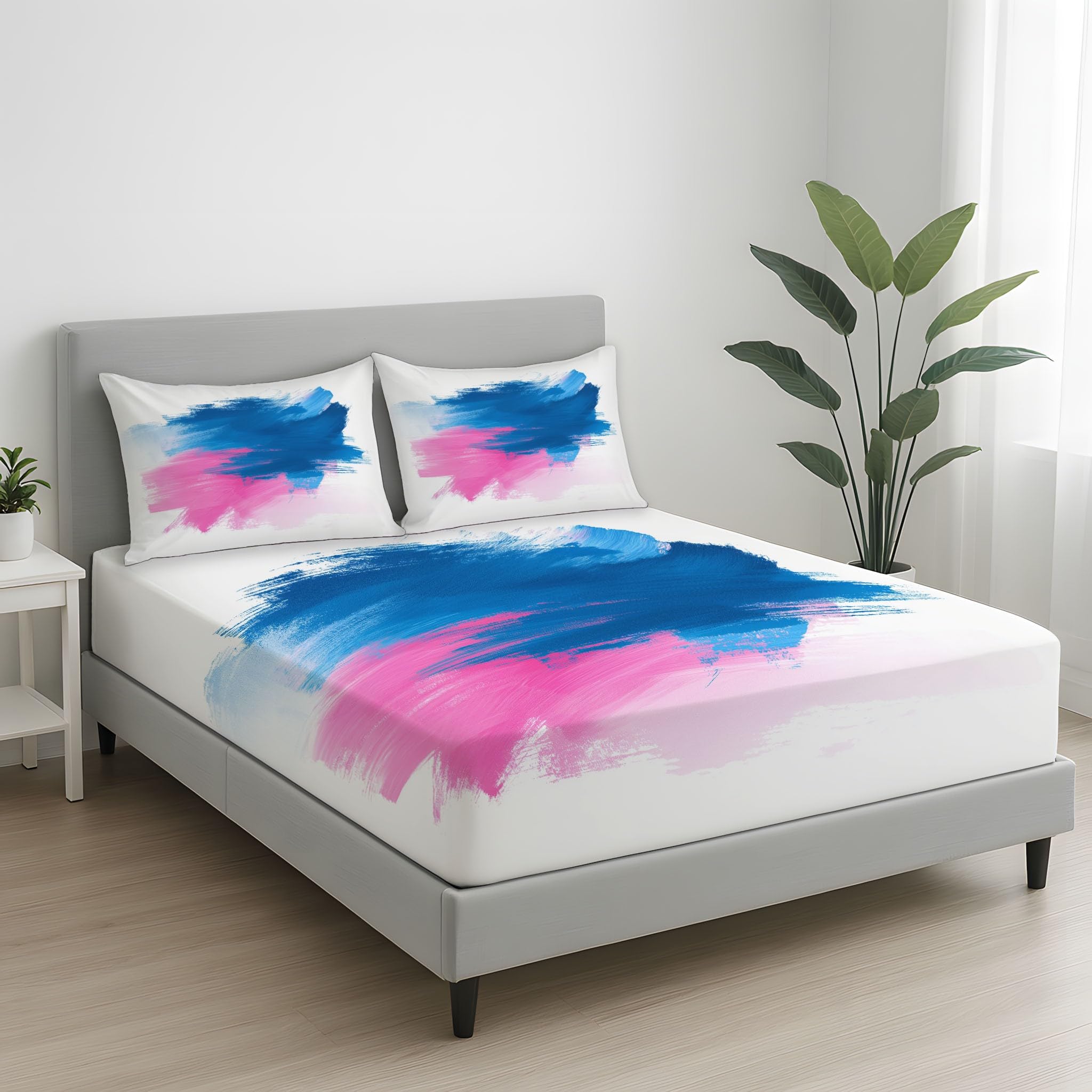 Weiß Boxspring Spannbettlaken Ölfarben Graffiti Linien Psychedelisch Weich Spannbetttuch Surreal Spannbettlaken Kräftig Abstrakt Atmungsaktive Komfort 180 x 200 x 30 für Junge Erwachsene