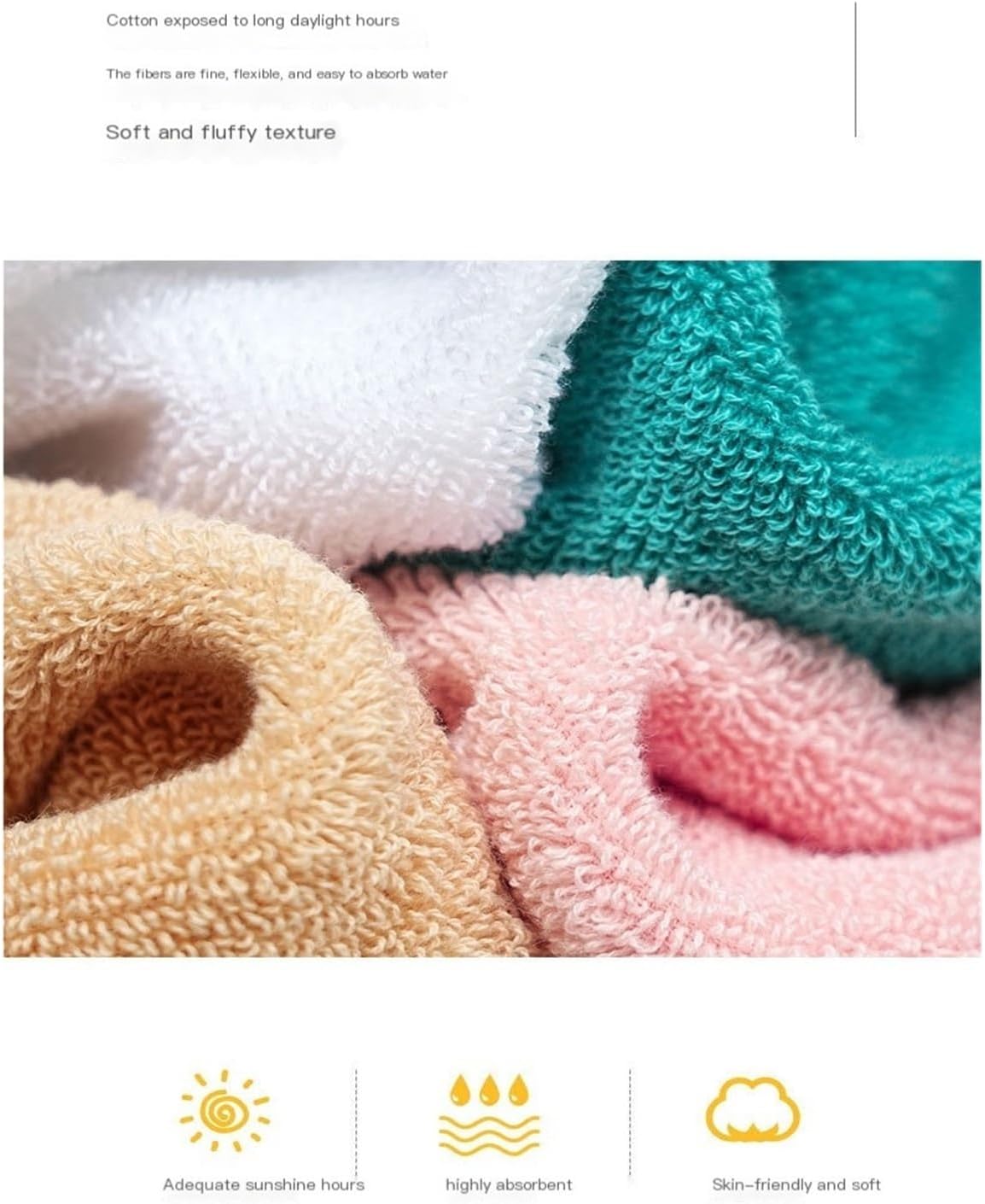 Cotton Washcloths 3 Pack, 32-Ply Ring Spun Towels, Soft & Absorbent Face Towels