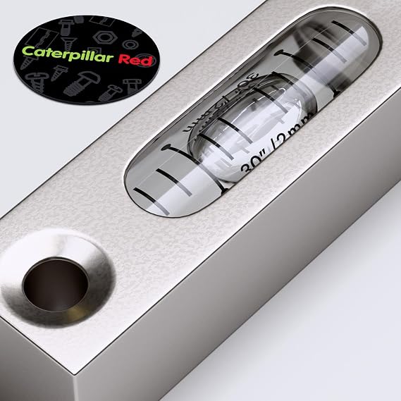 Metal Precision Level 58mm, Clear Liquid, Aluminium Body, Glass Vial | The mounting body and fixing holes hold the vial on machinery, benches or other equipment.