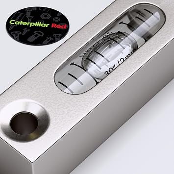 Metal Precision Level 58mm, Clear Liquid, Aluminium Body, Glass Vial | The mounting body and fixing holes hold the vial on machinery, benches or other equipment.
