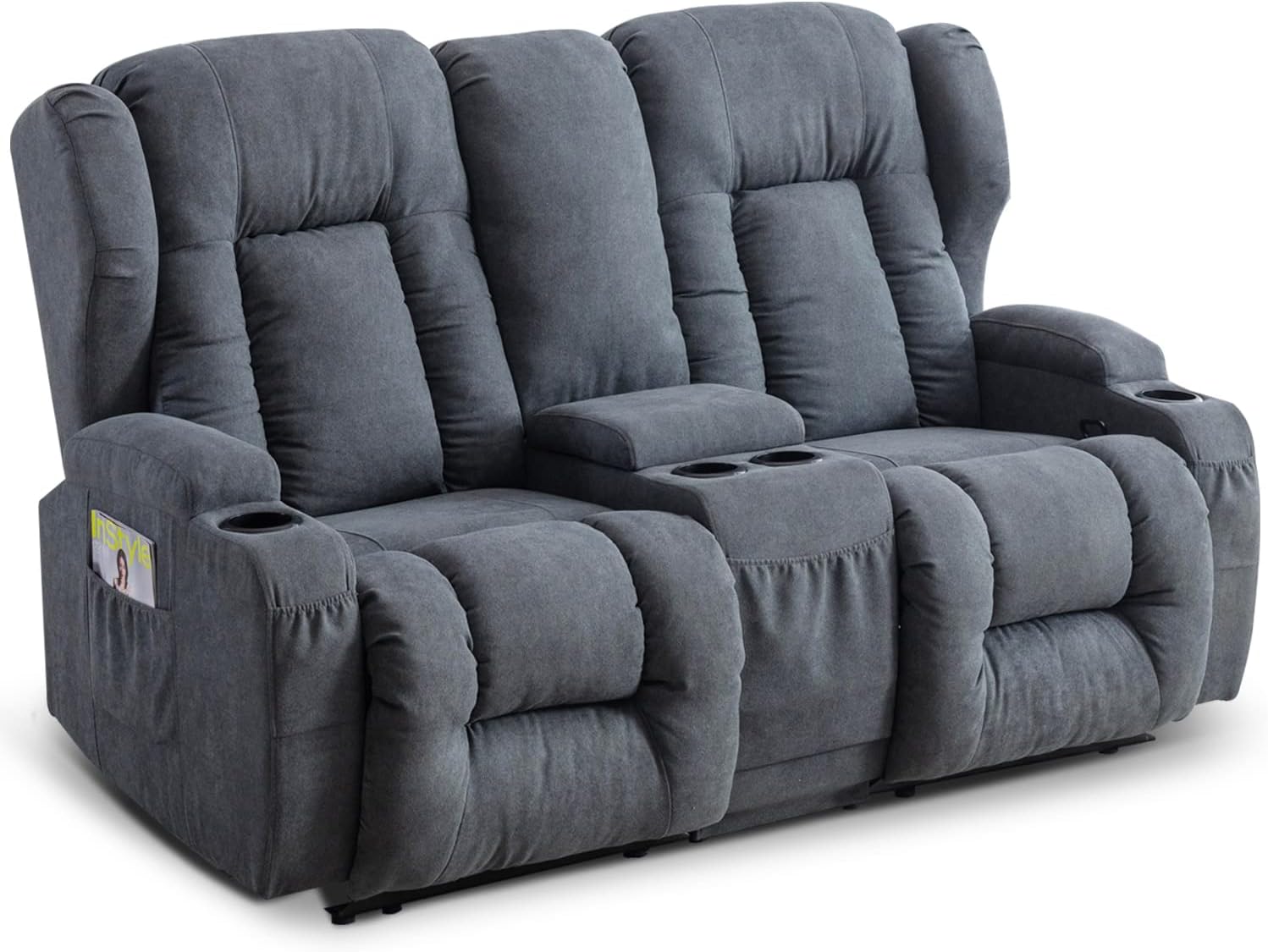 IPKIG Loveseat Recliner Sofa, Manual Double Recliners
