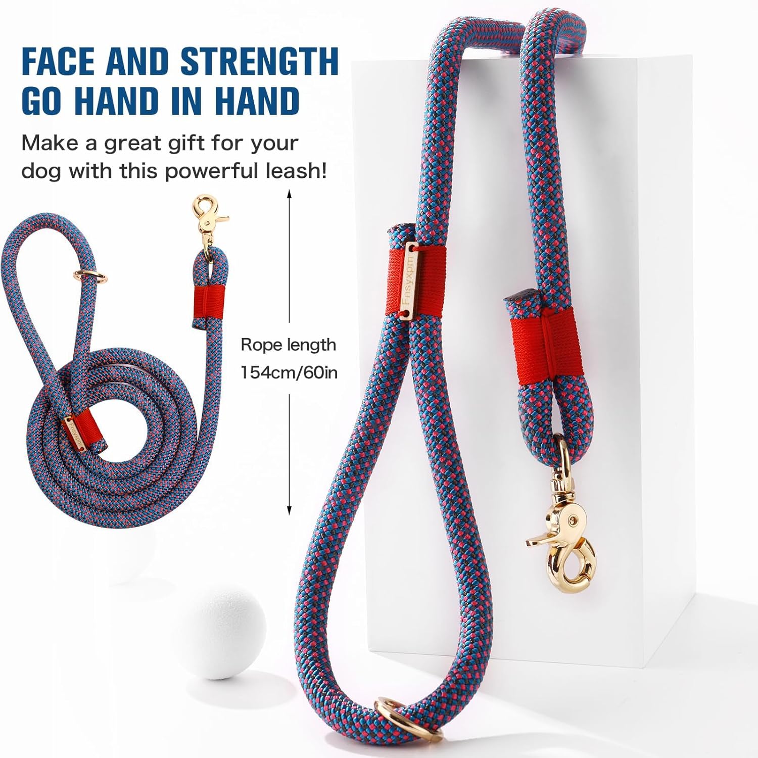Nylon Rope Dog Leash Reflective, Handmade Braided Strong Dog Lead, Heavy Duty Rope Leash for Medium Large Dogs, 5 FT - 3/5", Purple
