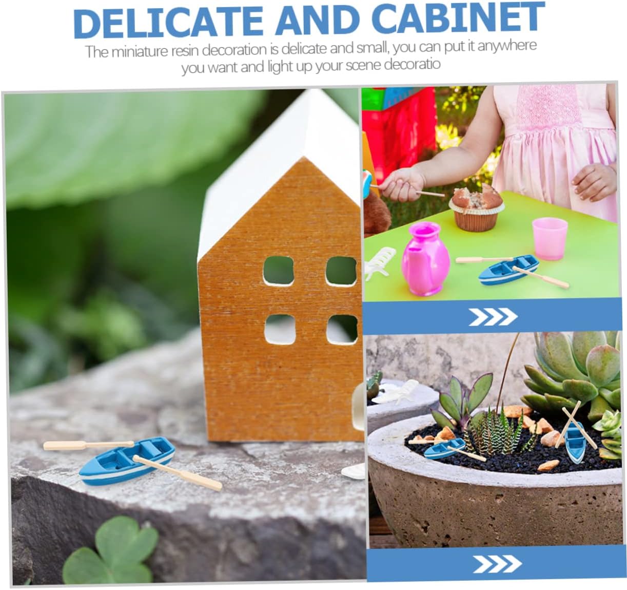 Mikikit 12sets Rustic Resin Boats of Decorative Mini Adornments for Flowerpots Landscapes and Garden Decor Weather-Resistant Compact Fine Workmanship for Outdoor Spaces