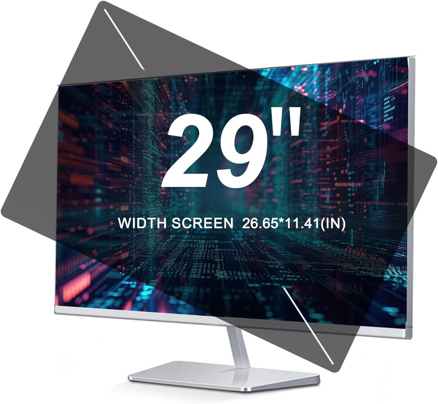 29 Inch Computer Privacy Screen for 21:9 Widescreen Monitor, Blue Light Reducing Widescreen Protector Film, Suitable for The Office, Conference Room, Workshop and So On. Two Installation Met