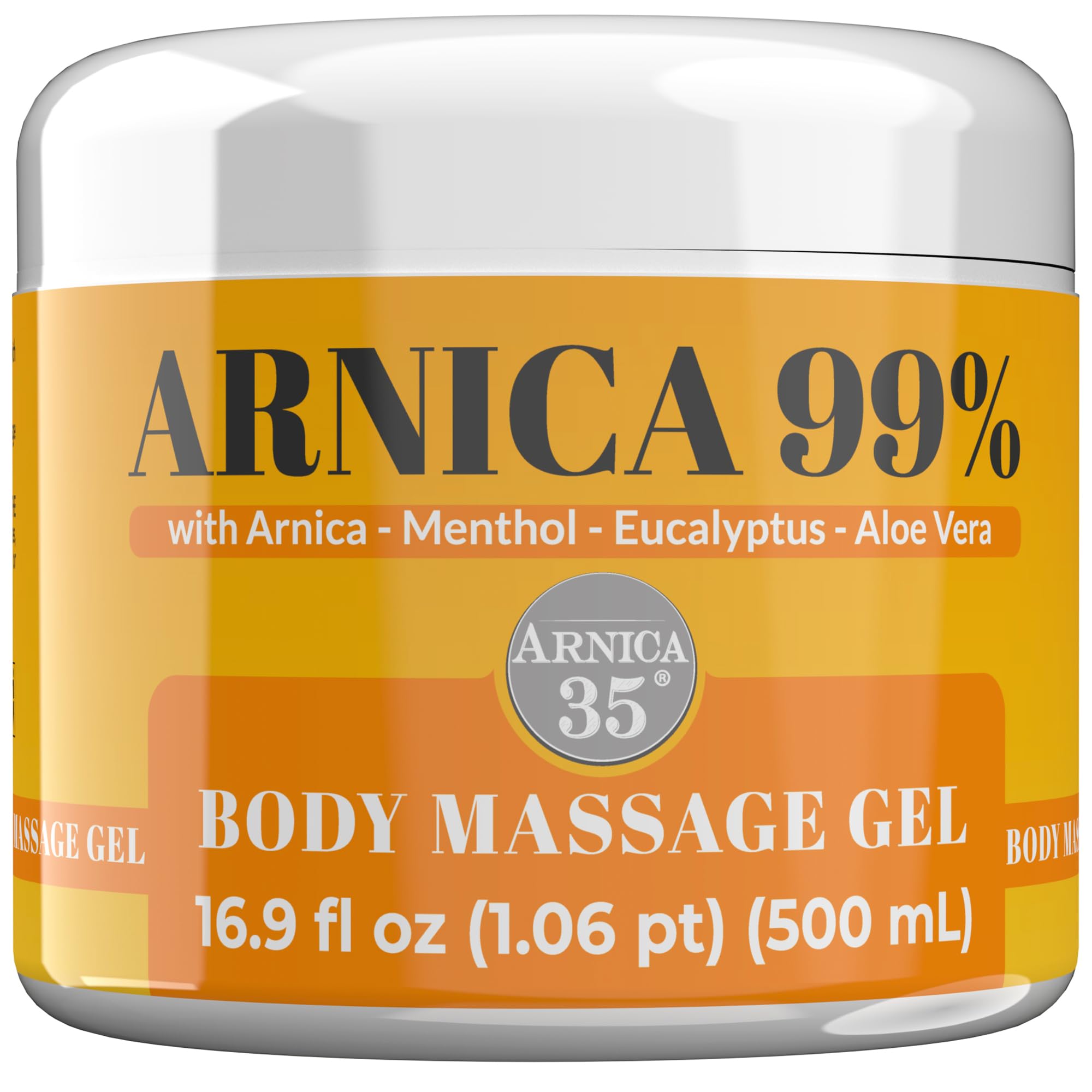 Arnica 35 - 99% Arnica, Body Cream Gel with Menthol, Eucalyptus and Aloe Vera, For Massaging the Skin of Muscles and Joints, Made in Italy, 500 ml