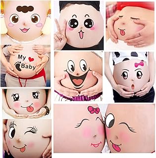 TAFLY 10 Sheets Facial Expressions Pregnancy Baby Bump Belly Stickers Maternity Week Stickers
