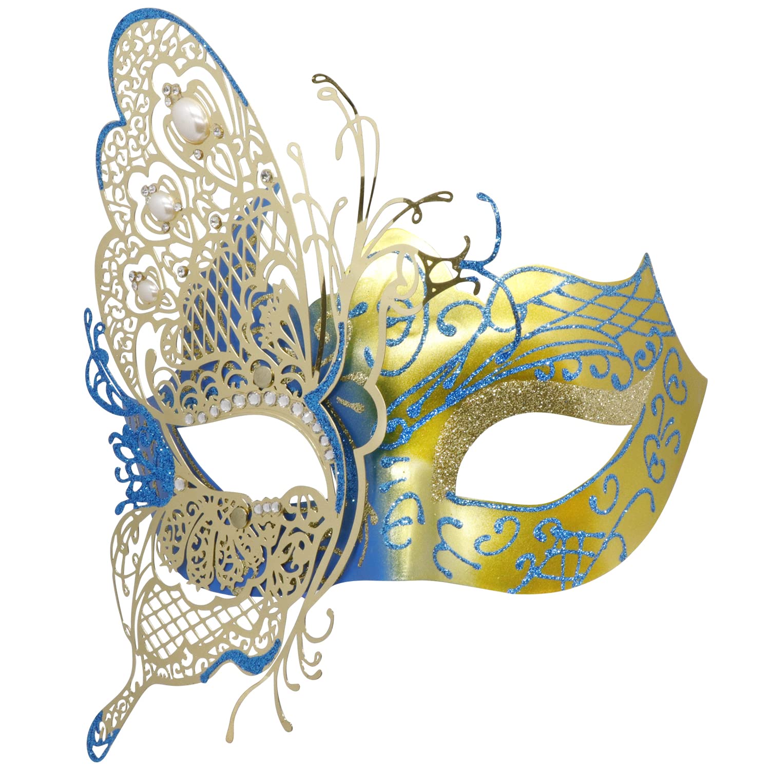 Coddsmz Mysterious Venetian Butterfly Lady Masquerade Halloween Party Mask Evening Prom Ball Mask Bar Costumes Accessory, Blue-2, Medium โ image 1