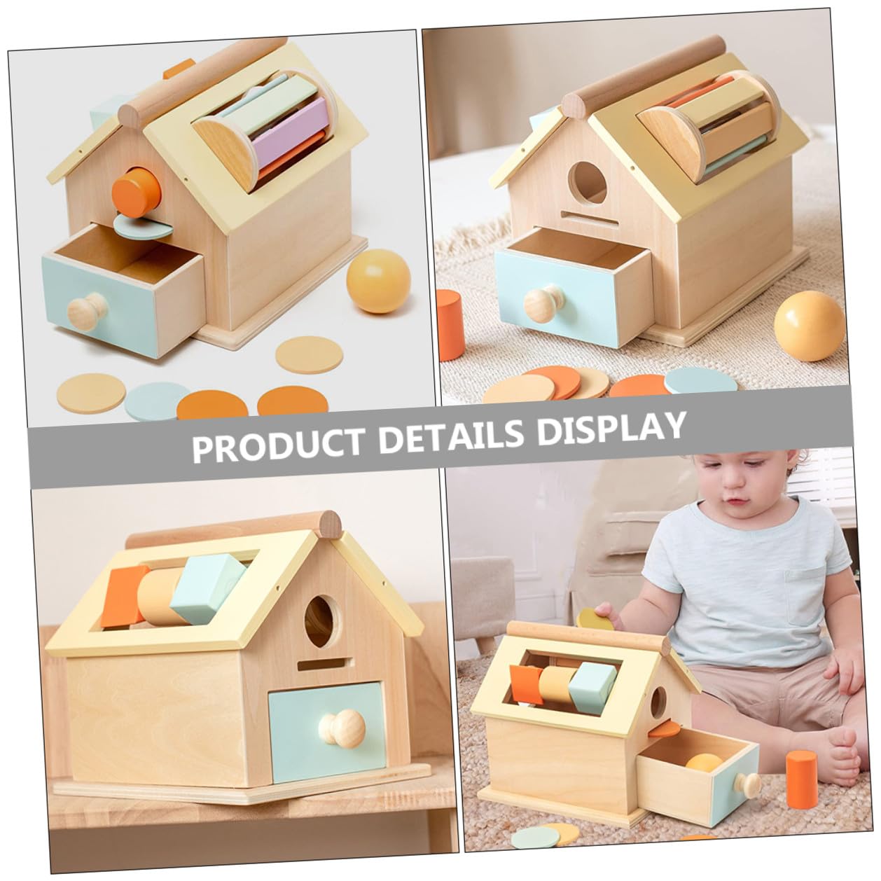 Juguete Montessori de Madera para Bebés 1-3 Años Caja de Monedas, Entrenamiento de Coordinación Mano-Ojo y Concentración en Educación Temprana