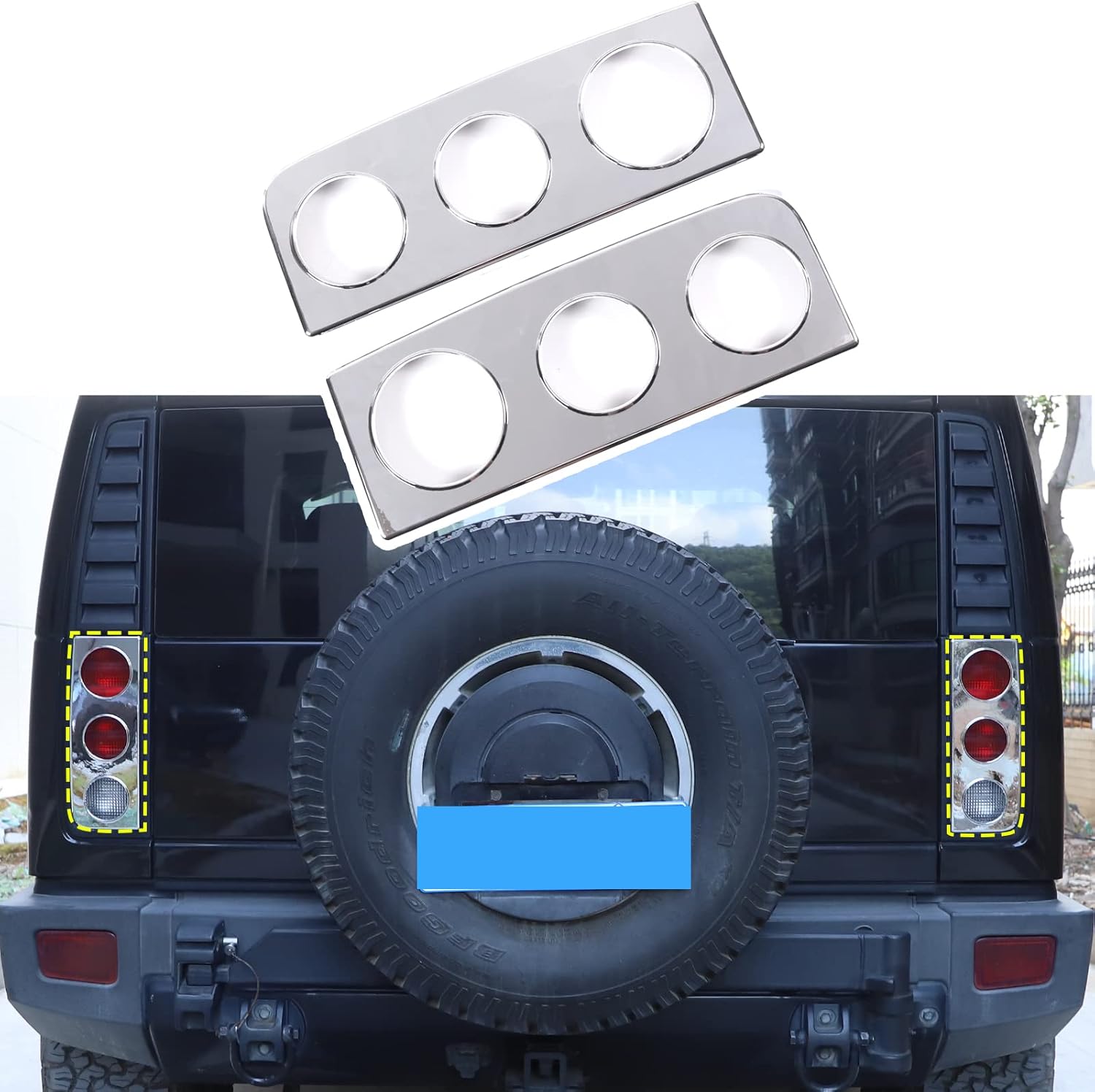 Lcojicep Rear Upper Tail Light Lamp Vent Cover Guard Compatible with 2003-2009 Hummer H2, Rear Lamp Cover Guard Trim Bezel Frame,Car Decoration Accessories (Light taillight Cover)