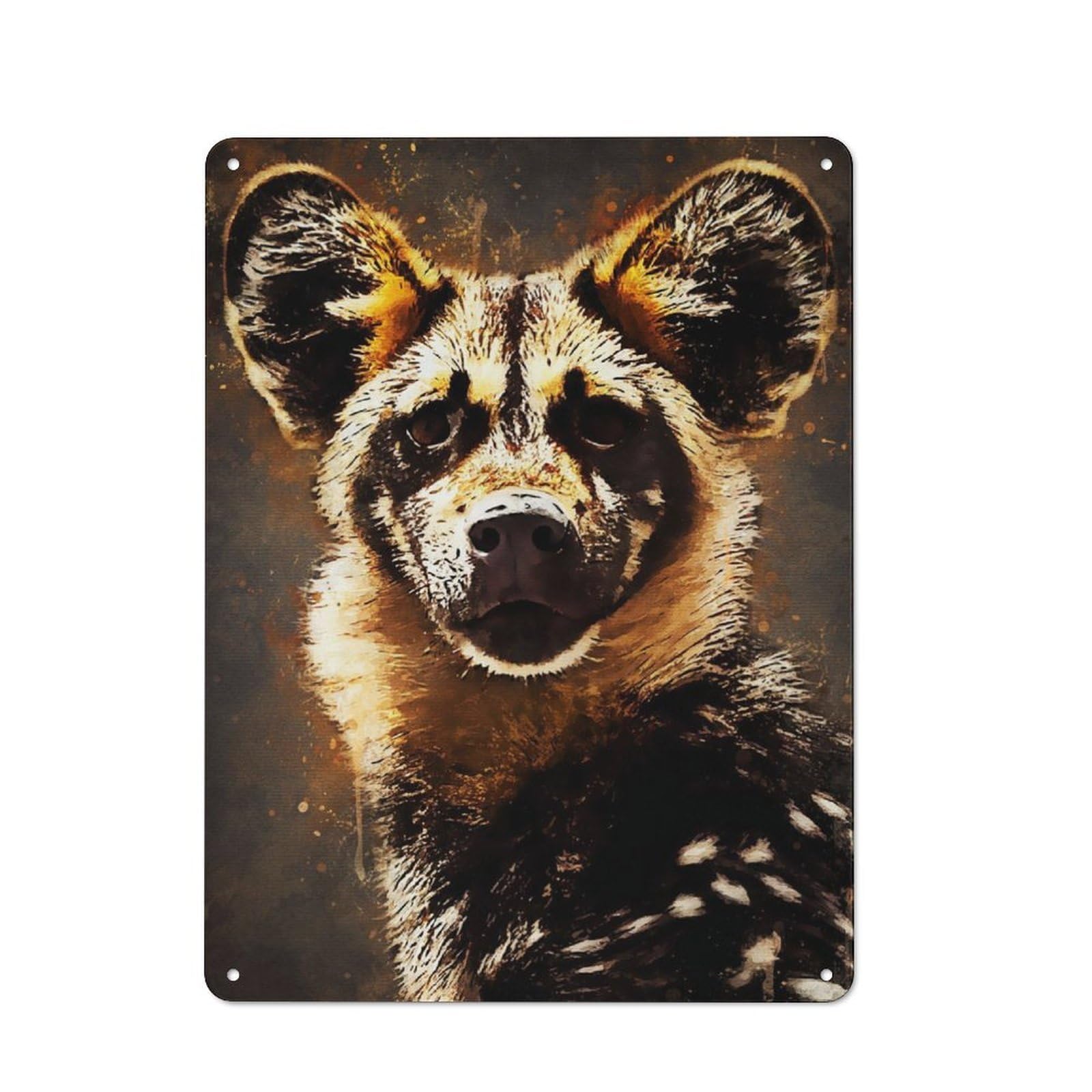 Junmoney Cute Hyena Vintage Tin Sign 40X30cm With For Hallway Wall, Suited To New Home Decorators, For Retro Home Interiors