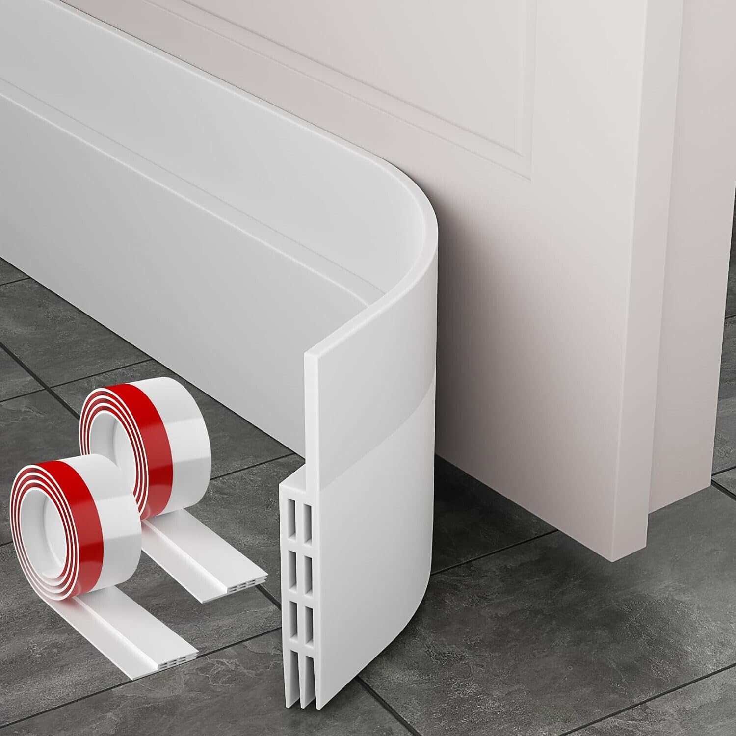 Door Draught Excluder,Door Rubber Bottom Seal Strip Under Door Draft Stopper Seals Anti-Collision Strong Adhesive Weather Stripping Tape Soundproof Draught Stoppers