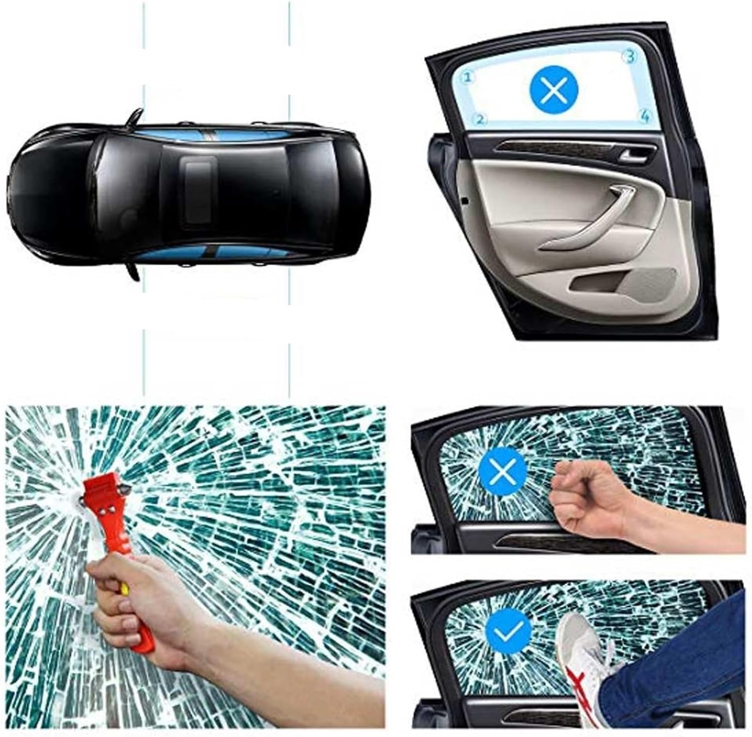 INLIMA Hammer Emergency Escape Tool for car Safety Hammer with car Window Glass and seat Belt Cutter