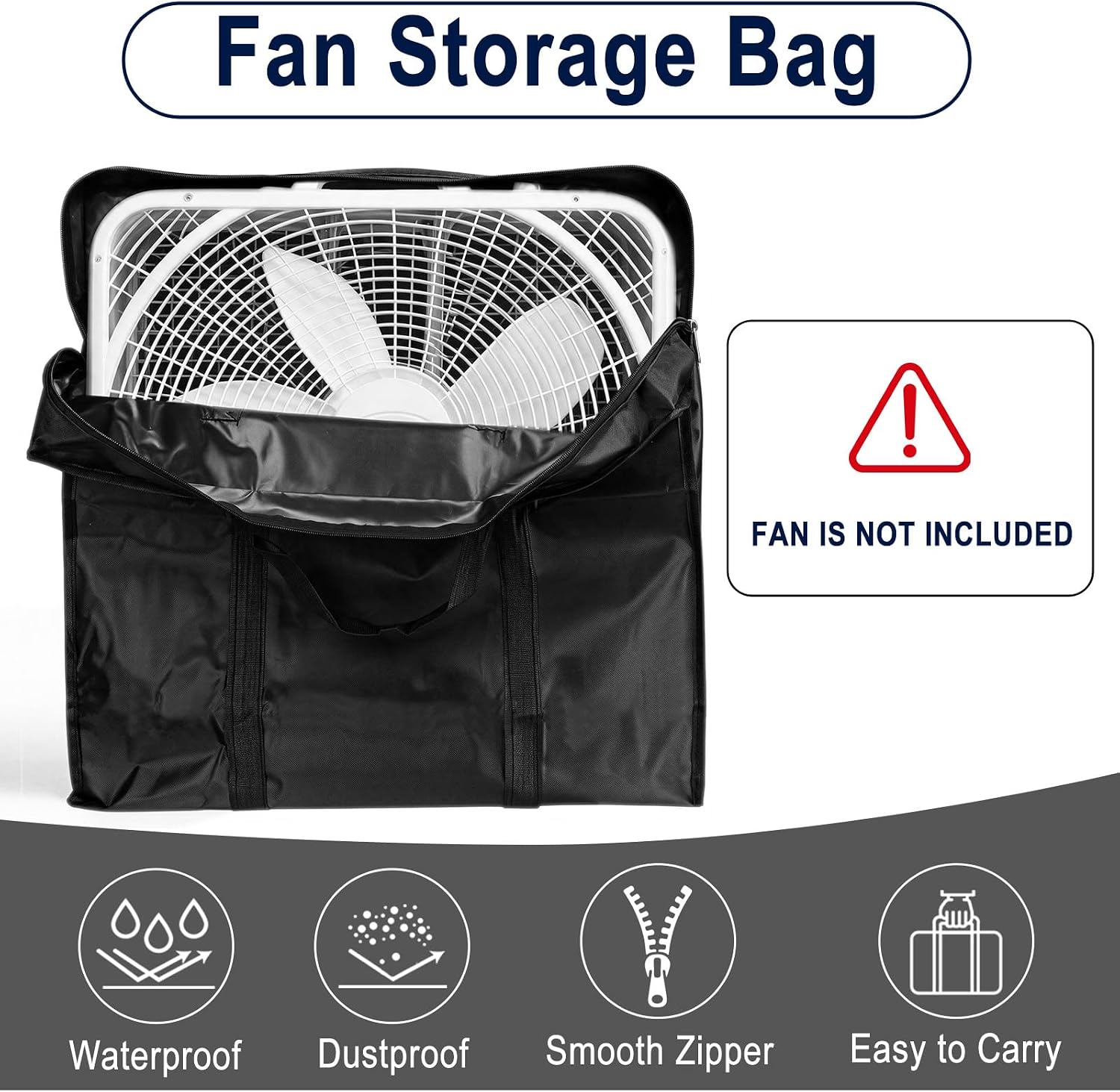 Box Fan Storage Cover, Waterproof Dustproof Oxford Bag for Window Box Fan