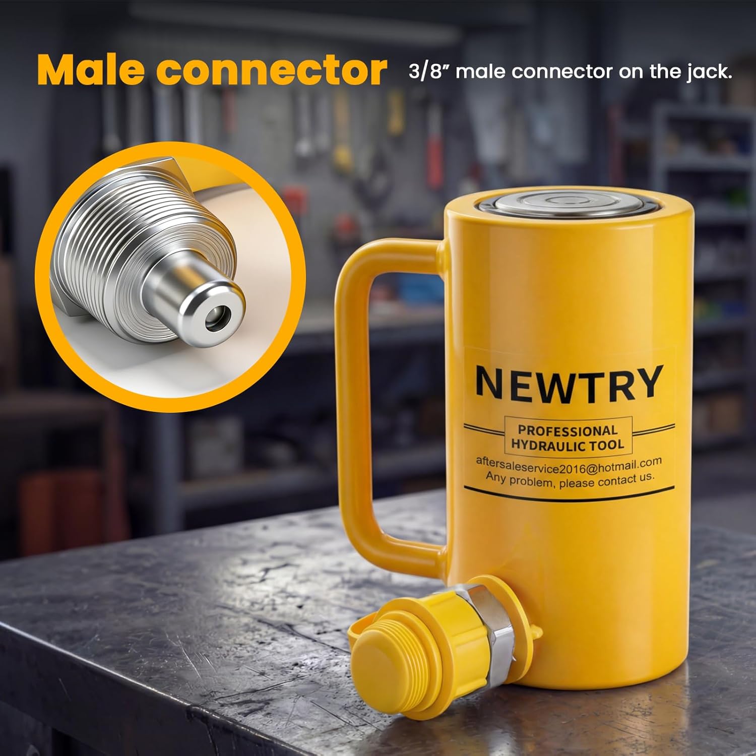 NEWTRY 20 ton Hydraulic Cylinder Long Jack 4” Stroke Porta Power Ram Jack Lifting Cylinder Retract Automatically for Shipbuilding Bridge Construction