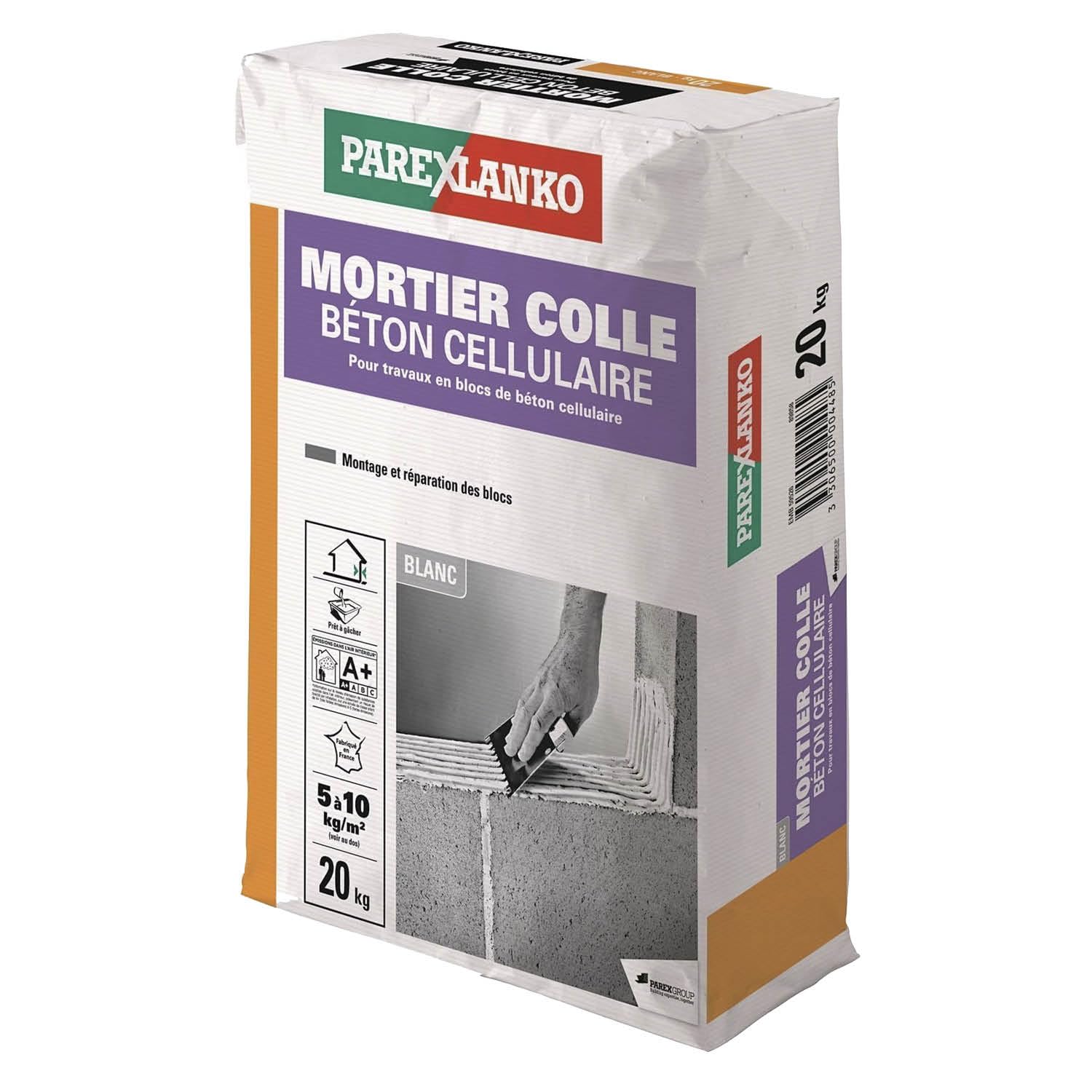 PAREXLANKO - Mortier Colle Béton Cellulaire - Blanc - 20kg