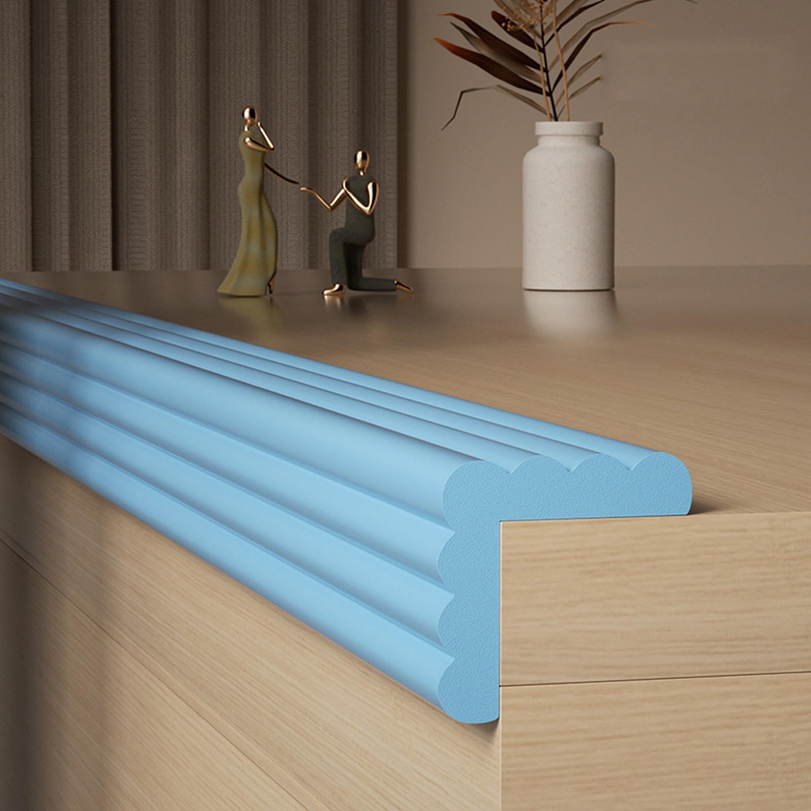 Lot de protections d'angle en forme de W en mousse souple NBR pour bords de meubles - 10 m - Bleu - Pour la sécurité des bébés et des enfants - Plusieurs tailles