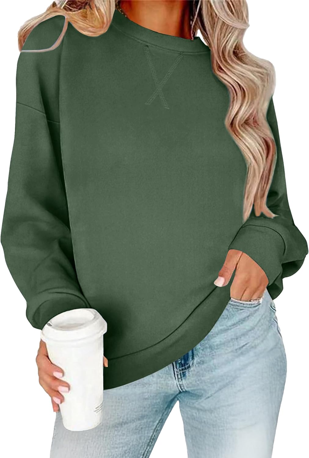 RUMIA Women's Crew Neck Sweatshirt Loose Pullover Long Sleeve Shirts Soft Tops for Women Fall Clothes 2025 - Image 2