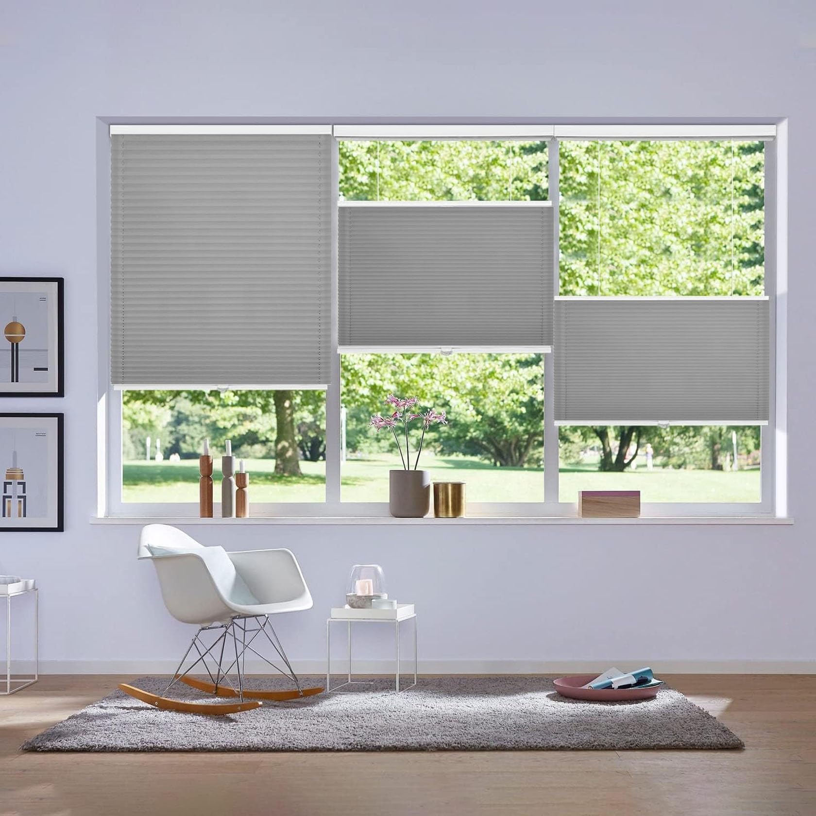 Temporary Blackout Blinds 100 x 220 cm Easy Fit Self Adhesive Stick On Self Adhesive Blinds Easy-to-Hang for Bedroom Kitchen Bathroom Windows, Light Grey — image 1