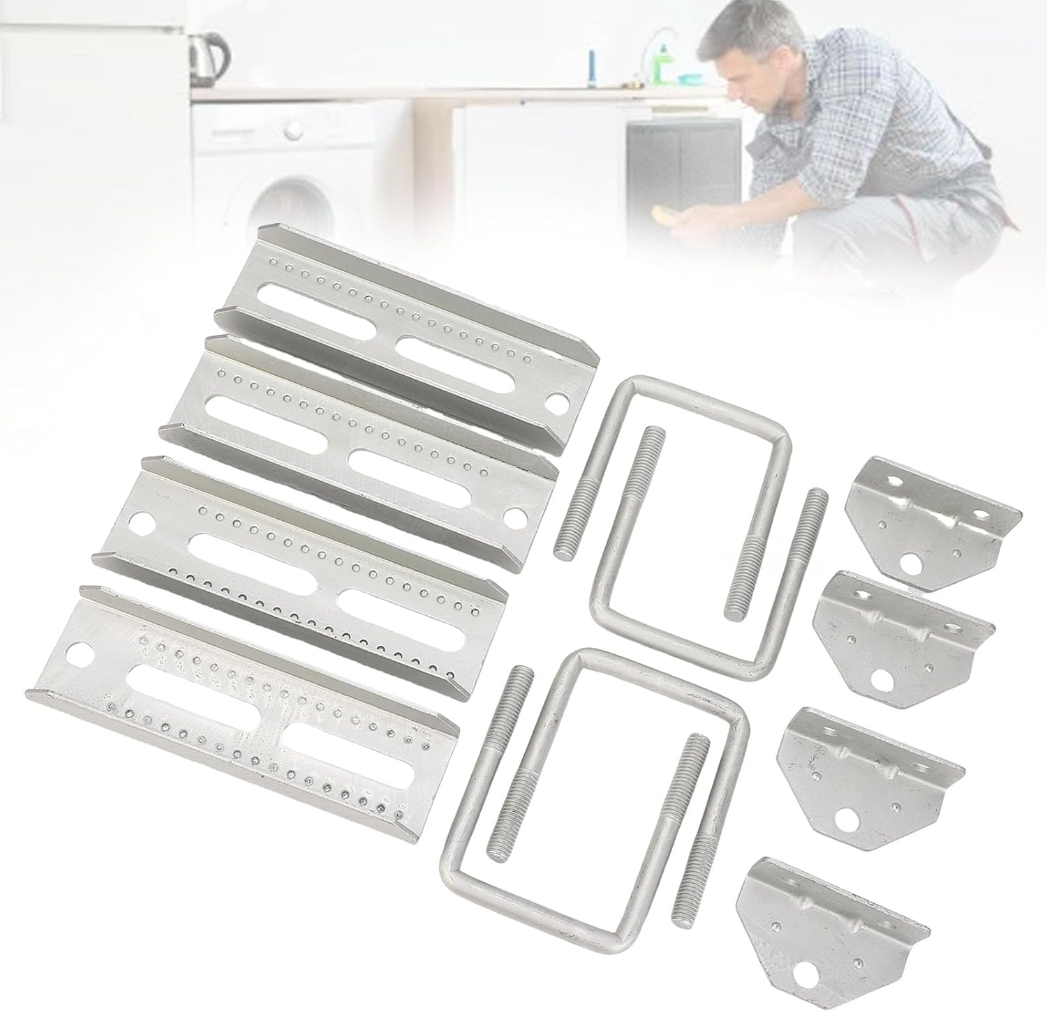 Boat Trailer Bunk Brackets Kit Heavy Duty Adjustable Height Angle Galvanized Iron 8 Inch Crossmember Hardware for Pontoon Jet Ski Saltwater Freshwater Boats 4 Pcs