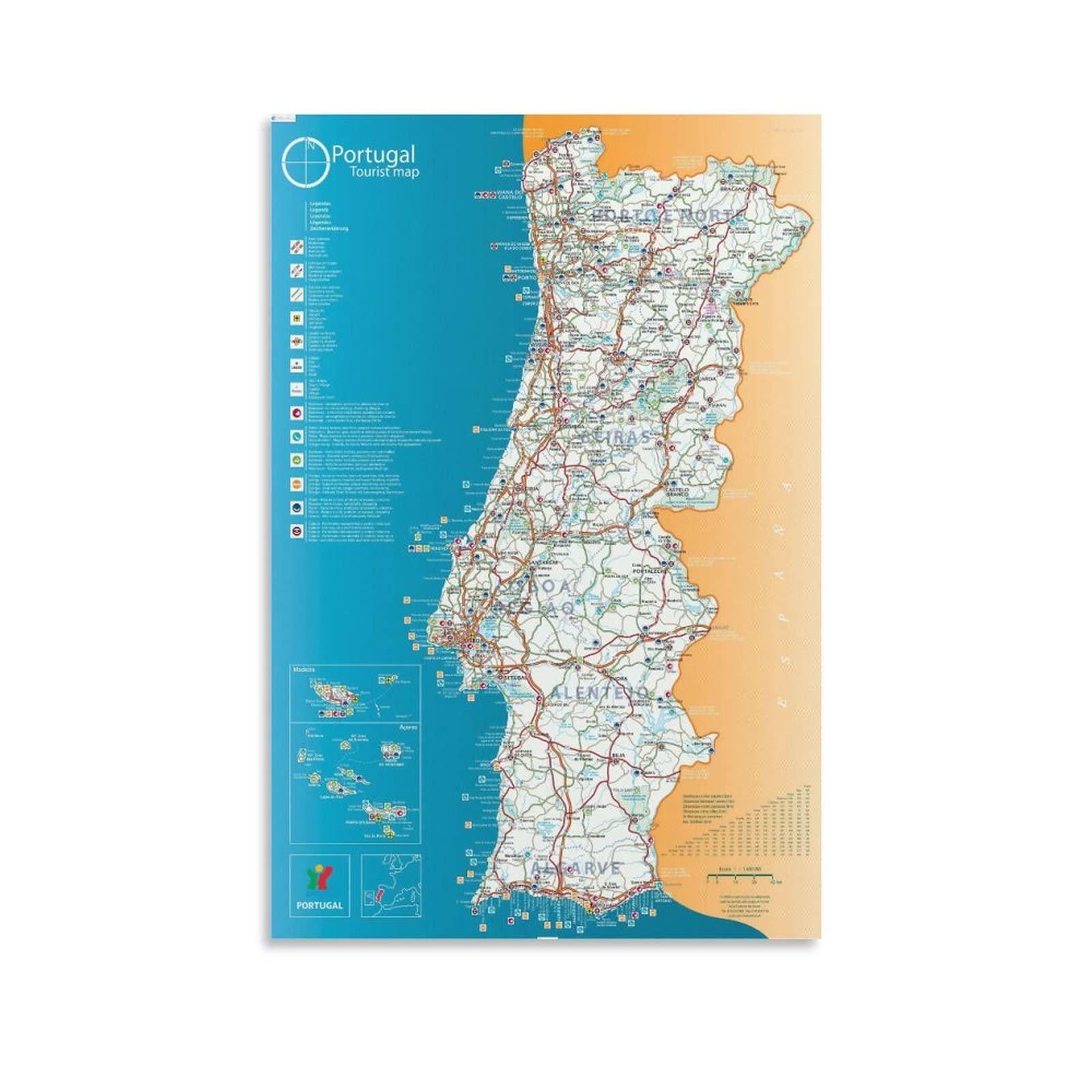 amazon-com-iconic-arts-laminated-poster-maps-of-portugal-detailed-map-of-portugal-in-english-tourist-map-of-portugal-road-map-of-canvas-painting-posters-and-printed-wall-art-posters-for-living