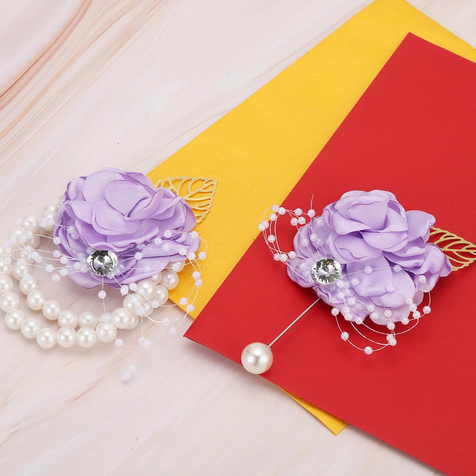 PATIKIL Rosen Handgelenk Korsage - Künstliche Blumen Armband Für Hochzeit Brautjungfern